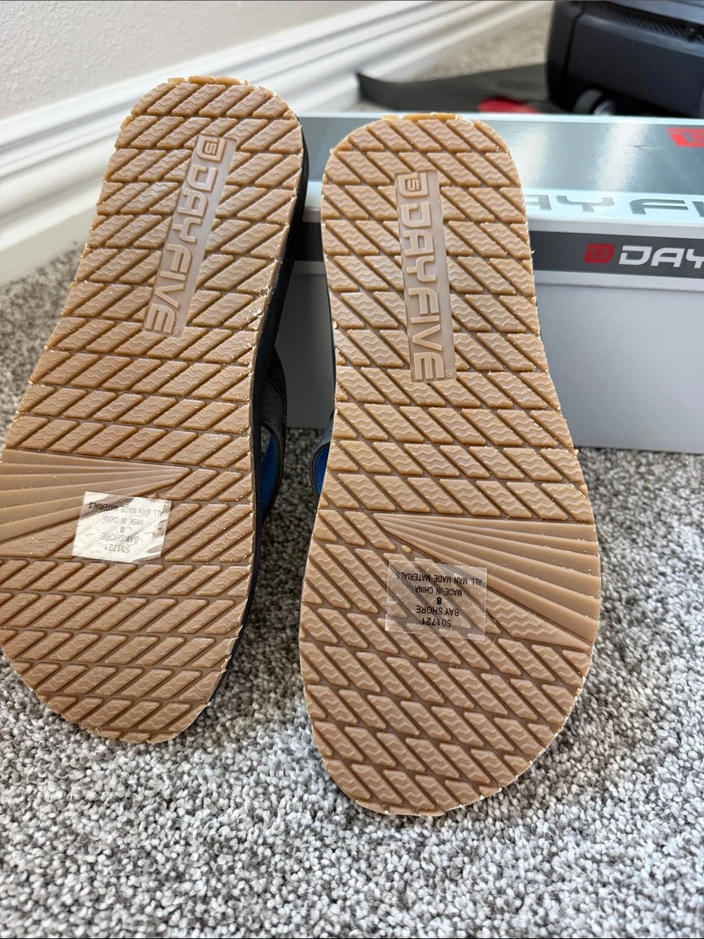 DayFive Men’s Black Flip-Flops with Blue Accents